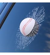 3D Prank Tricky Broken Glass Sticker, Baseball Stereo Window Ball Hits Self Adhesive Decal, Car S...