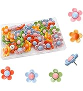 30 pcs Colorful Floret Push Pin Cute Decorative Thumbtacks for Feature Wall Whiteboard Photo Wall...