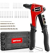 WETOLS Pop Rivet Gun Kit with 200 Blind Rivets, Upgraded Manual Single Hand Riveter with 4 Tool-F...