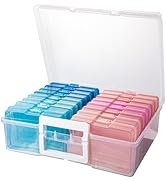 CraftGenes Photo Storage Box, Colorful 16 inner 4''×6'' Photo Organizers and Storage with Handle ...