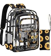 Unineovo Clear Backpack with Small Purse, See Through Backpacks Stadium Approved, Transparent Boo...