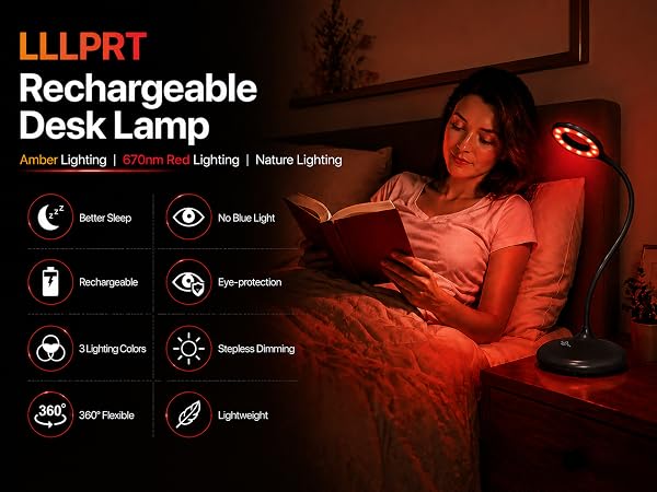 Black desk lamo with 670nm red light A+1