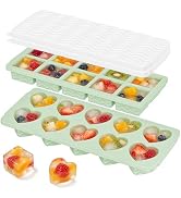 Doasuwish Ice Cube Trays for Freezer with Lids, 2-Tbsp 10-Cube Square &amp; Heart Ice Trays, Covered ...