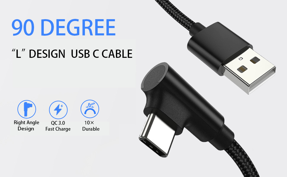 Right angle USB C charger cable