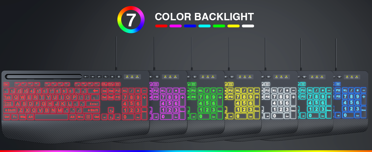 Backlit keyboard and mouse