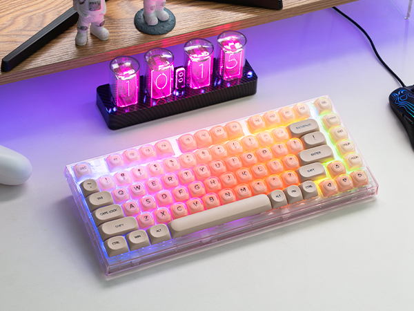 Colorful keys light up my desk.