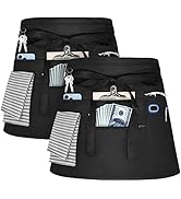 NLUS 2 Pack Waitress Apron with 8 Pockets, Server Aprons, Water Resistant Waiter Waist Aprons Hal...