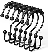 DAWNER Shower Curtain Hooks Rings, Rust Proof Hooks, Metal Easy Glide Double Shower Rings Hooks, ...