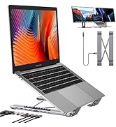 Mukiya USB C Laptop Docking Station Stand, 4K Dual Monitor, 9 in 1 USB C Hub with 2 HDMI, 2 USB 3...