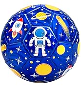 INPODAK Size 3 Soccer Ball for Toddler and Kids, Cartoon Astronaut Blue Ball for Kids 2-8, with P...