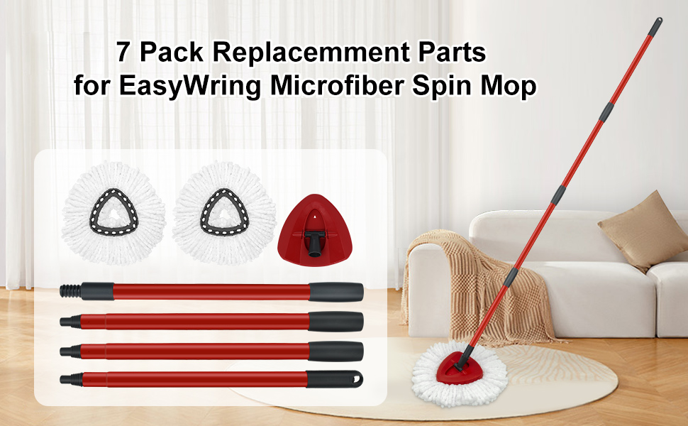 Mop Replace Heads,Mop Base and Mop Handle Replacements For O Cedar EasyWring 1 Tank System