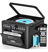 Greadio Boombox CD and Cassette Player Combo, 5000mAh Rechargable CD Player Boombox with Bluetoot...