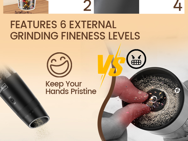Feature 6 external grinding fineness levels