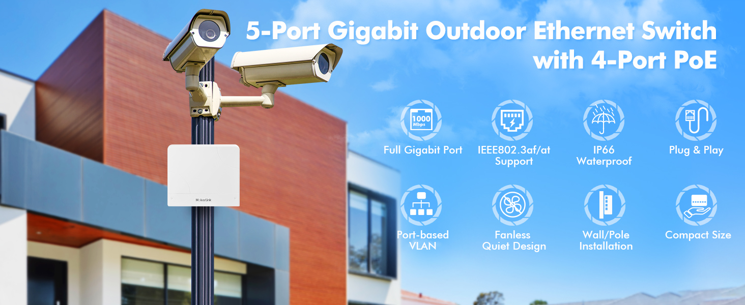 5-Port gigabit Outdoor PoE Switch
