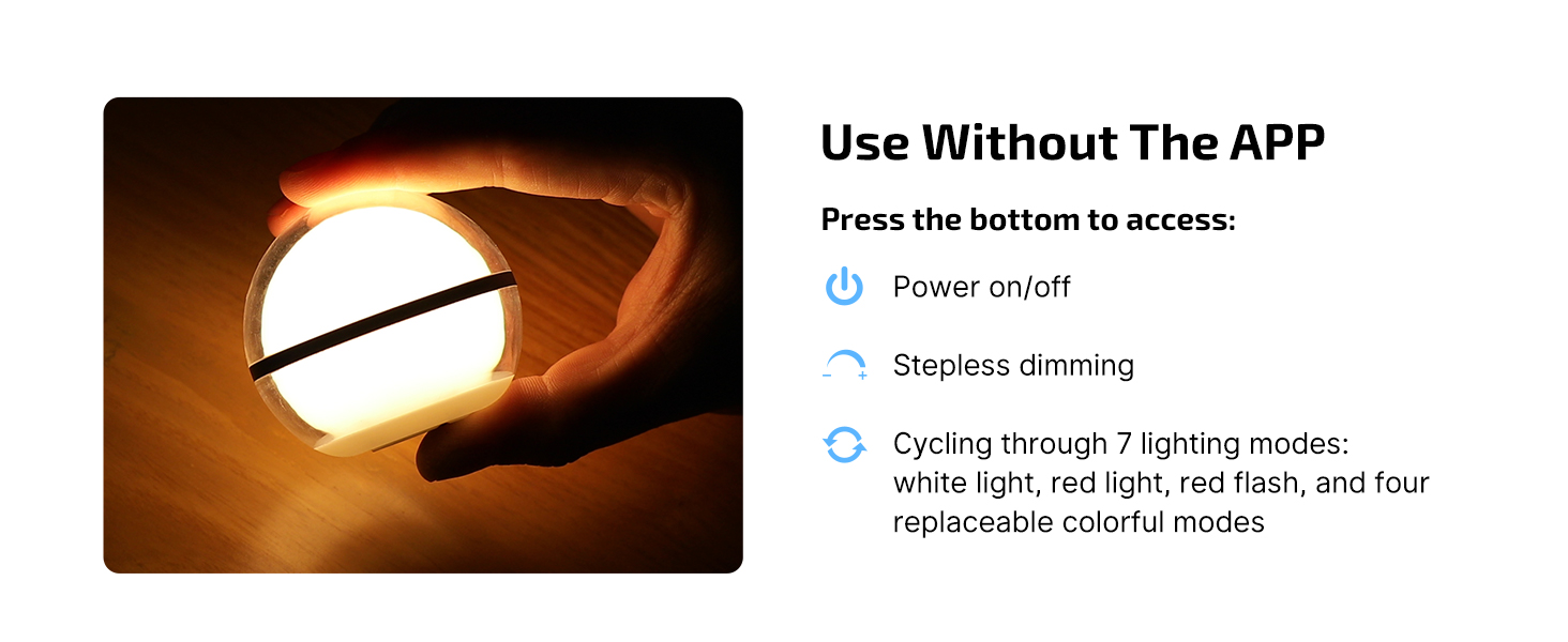 Sphere night light bottom button operation mode