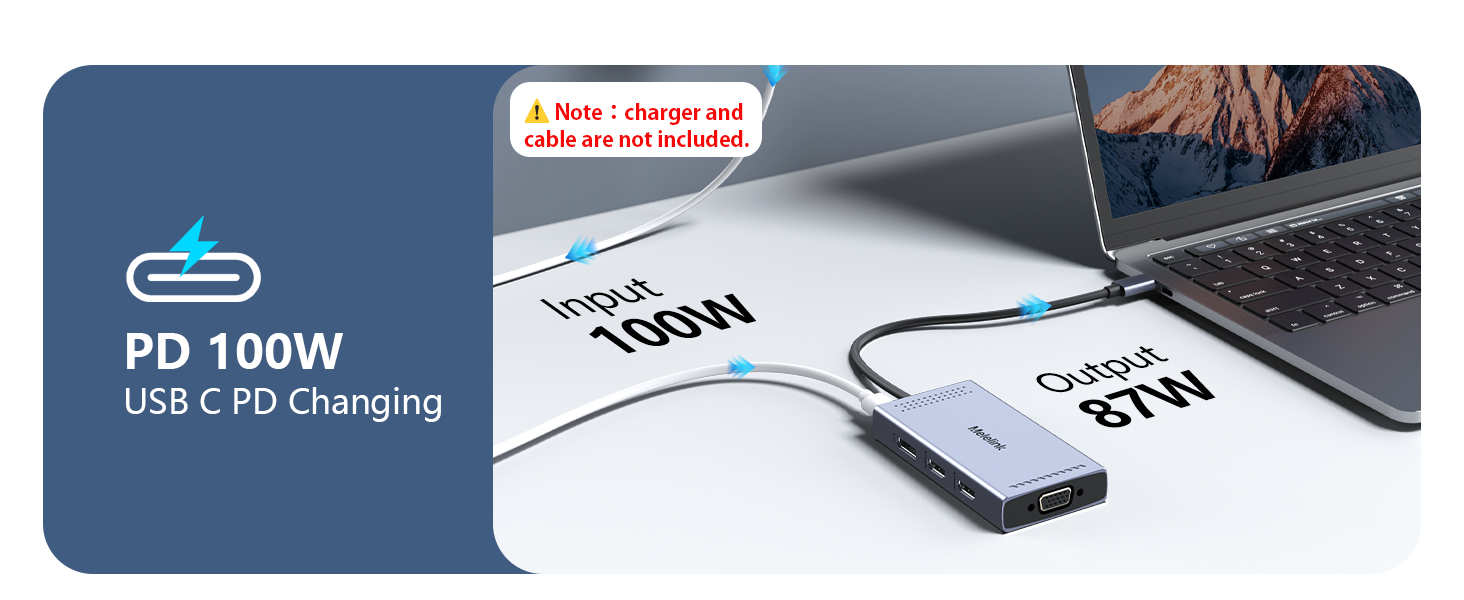 docking station power delivery usb c hub 100W PD usbc hub 4 monitor 3 monitor displayport
