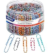 Vinaco Paper Clips Color Stripe, 400PCS Medium &amp; Large (1.3 inch &amp; 2 inch) Paper Clip Assored Siz...