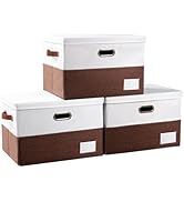PRANDOM Foldable Storage Bins with Lids [3-Pack] Fabric Collapsible Storage Boxes Baskets Cubes C...