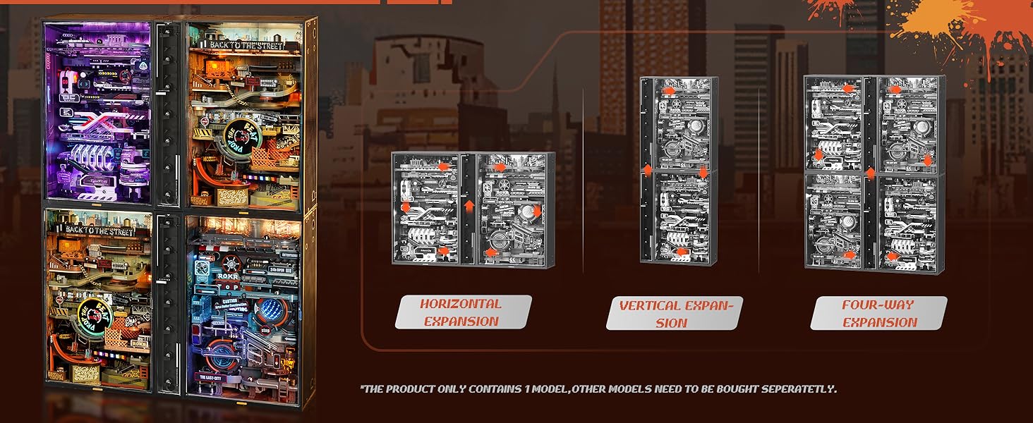 ROKR 3D Puzzle for Adults, Electric Marble Run Model Kits, Parallel World Hip-hop Street