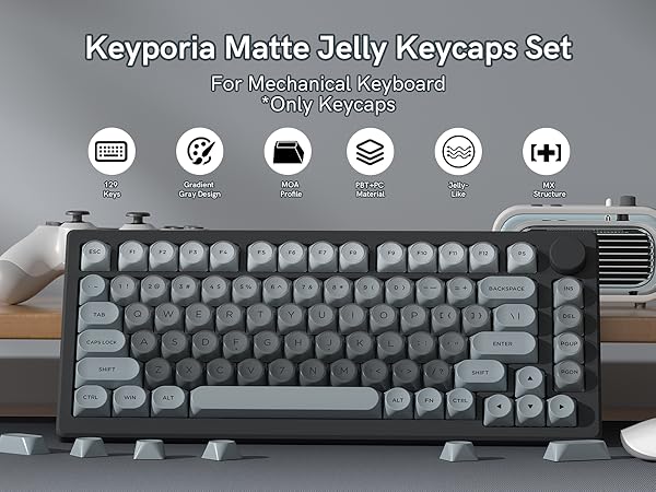 Matte Gradient Gray Jelly Keycaps for mechanical keyboard