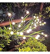 luckystyle Solar Garden Lights 2 Pack,2 Lighting Modes Waterproof Firefly Lights with Artificial ...