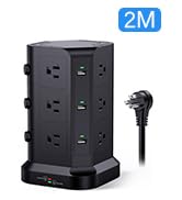 Power Strip Tower by KOOSLA, [15A 1500J] Surge Protector - 12 AC Multiple Outlets &amp; 6 USB Ports, ...