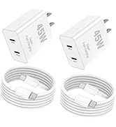 iPhone 17 Charger Fast Charging, 45W Dual USB C Fast Charger Block with 2Pack 6FT USB C Cable for...