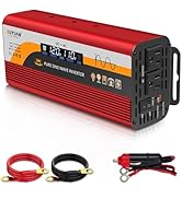 500W Pure Sine Wave Inverter, 12V/24V Auto-Detect, 50Hz/60Hz Switchable, LCD Display, Type-C Fast...