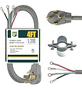 EP 4 Prong Dryer Cord, 4 ft 10/4 SRDT, 30Amp Appliance Extension Power Cord, NEMA 14-30, Grey