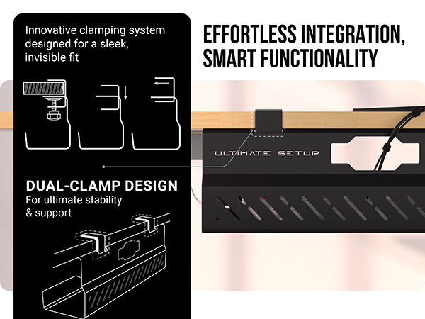 cable management under desk tray no drill black