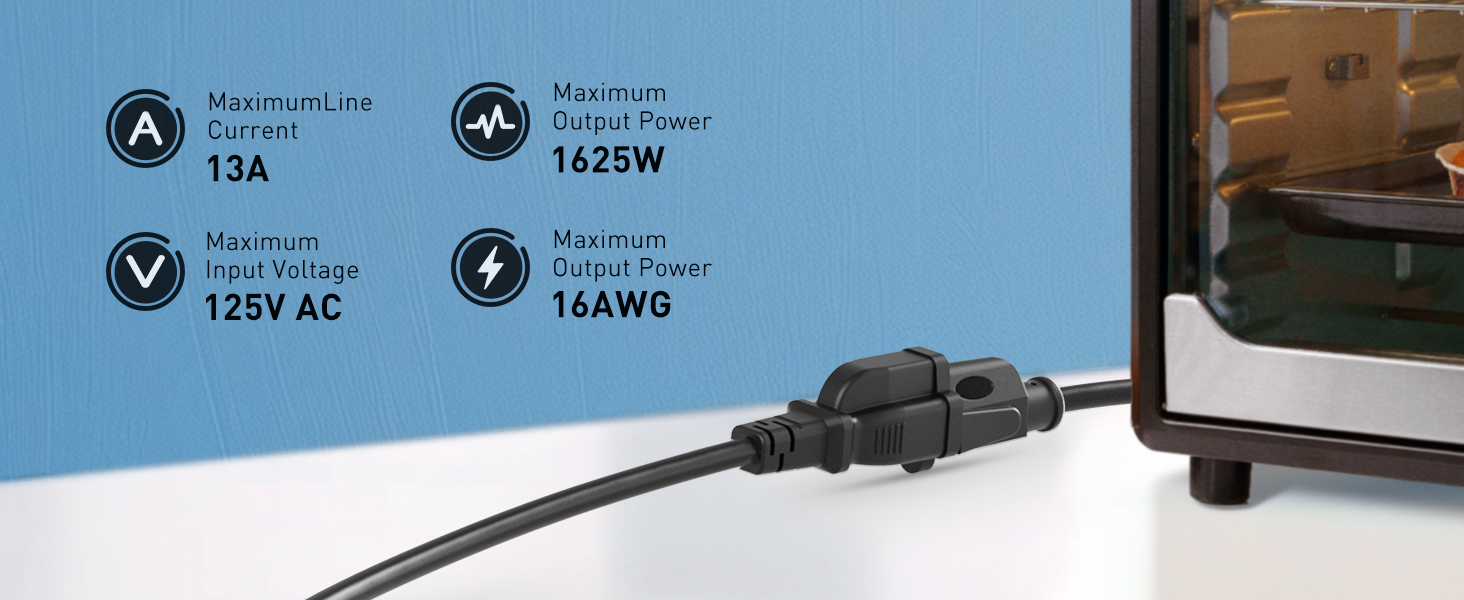 360° Rotating Flat Plug Short Extension Cord