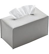 REGELETO Pu Leather Tissue Box Cover, Rectangular Tissue Box Holder with Bottom Belt Modern Deco...