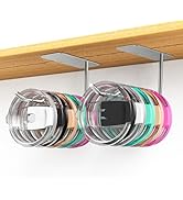 CUXIXA Tumbler Lid Organizer, Stainless Steel Tumbler Lid Holder Under Cabinet, Self Adhesive or ...