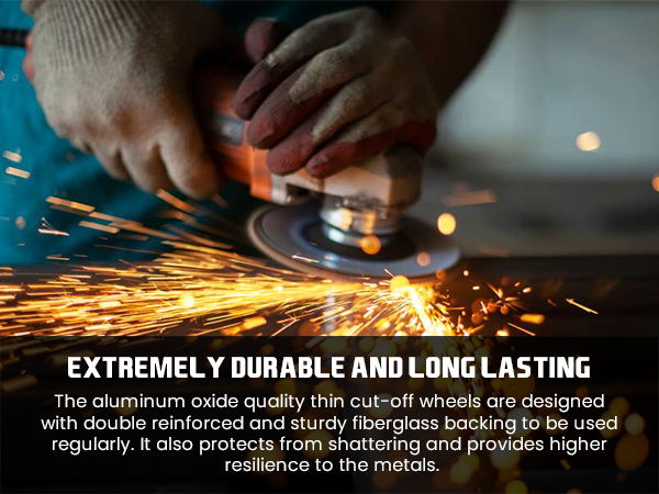 Sharp aluminum oxide cut-off wheels for cutting metal, steel pipes, and fabrication tasks.