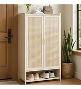 Dezyfurni Shoe Cabinet with Doors, 7-Tier Bamboo Shoe Storage Cabinet for Entryway, Freestanding ...