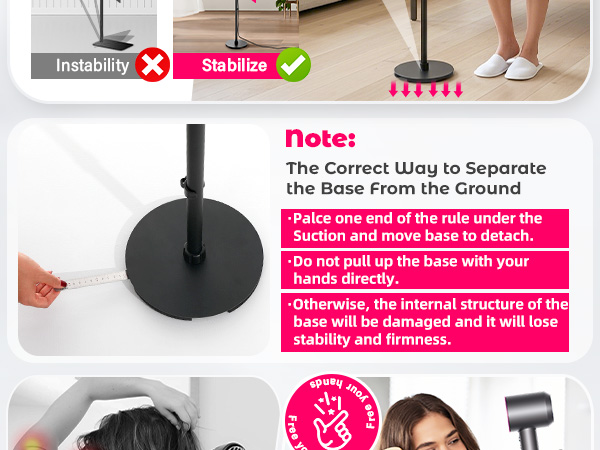 Hands-Free Hair Dryer Stand Holder with Strong Suction Base