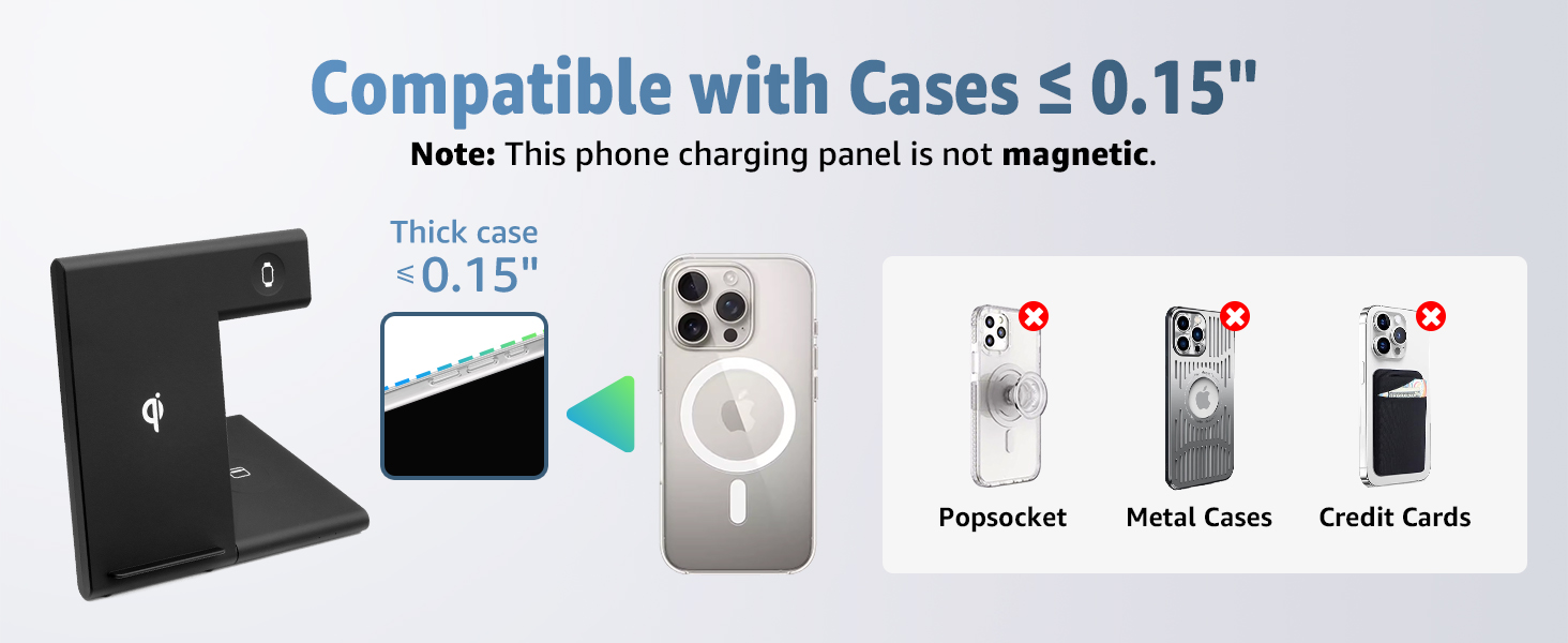 3 in 1 Foldable Charging Station Compatible with Cases