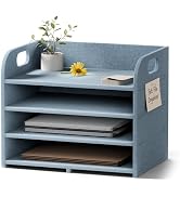 Fluxynara 4-Tier Felt File Organizer with Carry Handles, Coastal Haze | Desk Paper Sorter for Doc...