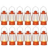 Reperla 12Pcs Orange Mini Lanterns for Fall Halloween Thanksgiving &amp; Western Camping Decor – Smal...