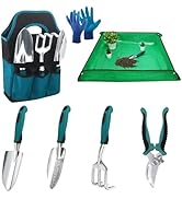 Garden Tools Sets, Gardening Tool Set with 39.3 in Repotting Mat, 7 Piece Gardening Kit with Non ...