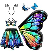 Jackcell Butterfly Wings Costumes for Girls, Butterfly Cape Halloween Costume with Kids Fairy Ski...
