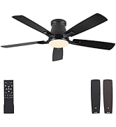 Surtime 52" Ceiling Fans with Lights-Low Profile Ceiling Fan with Light and Remote/APP Control,Fl...