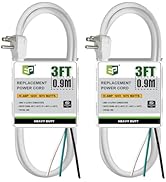 EP 2 Pack 3 Ft Flat Plug Appliance and Power Tool Cord, 14 Gauge 3 Prong 15A Replacement Power Su...