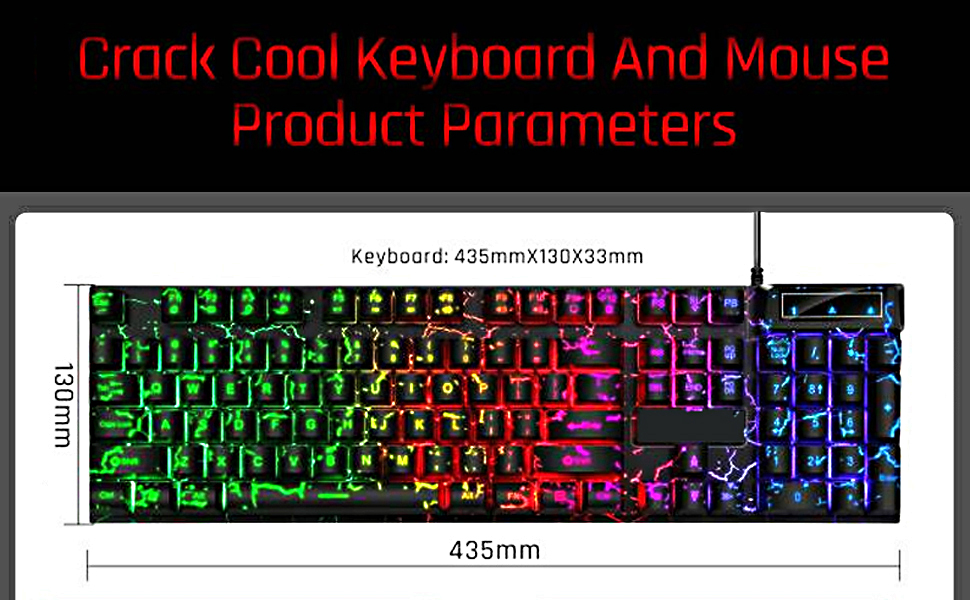 Wired Crack Rainbow Gaming Keyboard,