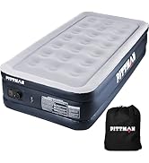 Pittman - Air Mattress Twin with Built in Pump - Black 18" Double High Twin Air Mattress with Bui...