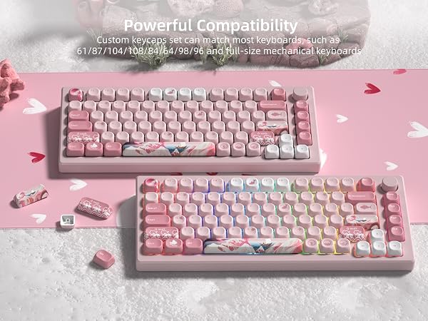 PBT Keycaps for Mechanical Keyboard,75 Percent Dye-Sublimation Custom Keycaps Set