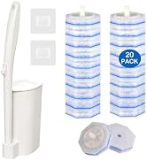 Disposable Toilet Brush Set,20 Pre-Filled Refills,Upgraded No-Shed Fiber Pads with 5X Powerful Cl...