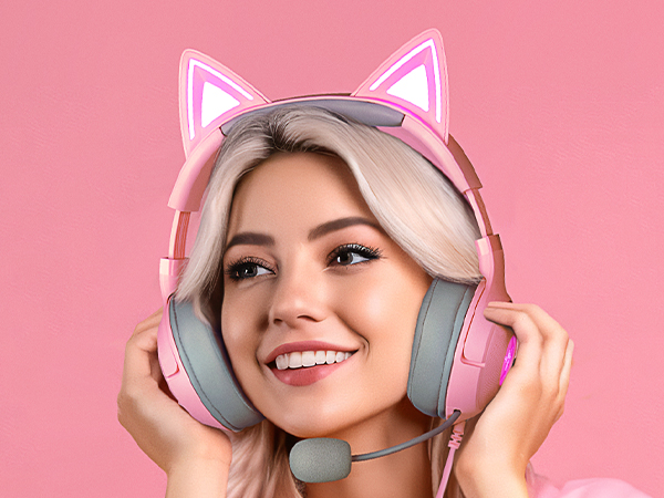Kitty Ears headset headphone gaming stream youtube live watching virtual video Twitch 