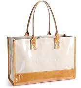 KALIDI PVC Tote Bag for Women Large Kraft Paper Work Handbag Jelly Purse | Travel Beach Totebag S...