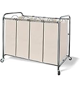 STORAGE MANIAC Laundry Sorter 4 Section, Laundry Hamper with Wheels, Laundry Basket Sorter, Laund...